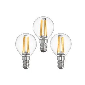 paul russells LED Filament Dimmable Golf Bulb, SES E14, 4.5W 470 Lumens, 40w Equivalent, 2700K Warm White, Pack of 3