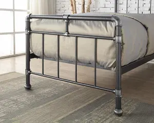 Cilcain Single 3ft Black/Silver Metal Bed Frame