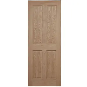 4 panel Unglazed Oak veneer Internal Fire door, (H)1981mm (W)686mm (T)40mm