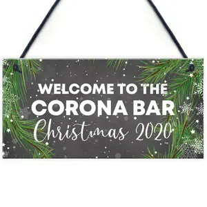 Welcome To The Corona Bar Sign Home Christmas Decor Home Bar Sign Lockdown Gift