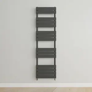 Designer Vertical Anthracite Single Panel Towel Radiator (H) 1600mm x (W) 450mm, 2896 BTU.