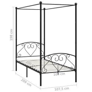 Berkfield Canopy Bed Frame Black Metal 100x200 cm