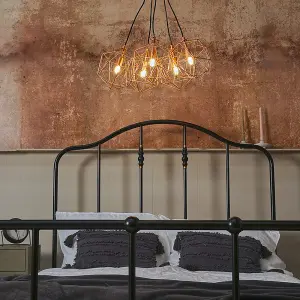 ValueLights Jerome Industrial 5 Way Geometric Copper Wire Basket Cage Ceiling Pendant Light Fitting with LED G9 Bulbs