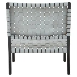 Kendari Grey Leather Woven Chair