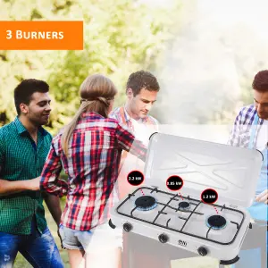 NJ-03 Portable Camping 3 Burner Gas Stove with Lid LPG Outdoor