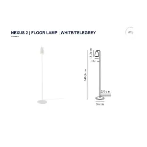 Nordlux DFTP Nexus 2 Swivel Joint Indoor Living Dining Floor Lamp in White/TeleGrey (H) 140.8cm