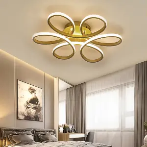 Gold 58cm 1 Light Curved Shape Acrylic Flush Mount LED Dimmable Ceiling Light Fixture