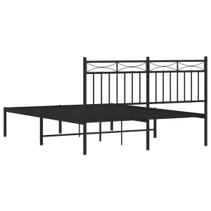 Berkfield Metal Bed Frame with Headboard Black 140x190 cm