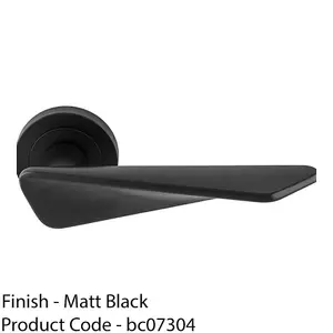 Premium Angle Twist Door Handle Set - Matt Black Designer Lever On Round Rose