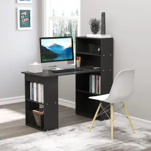 HOMCOM 120cm Computer Desk Bookshelf Writing Table Workstation 6 Shelves Black