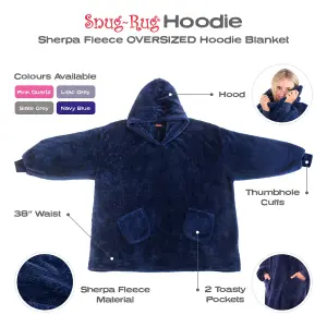 Snug Rug Hoodie Navy Wearable Blanket Oversized Hooded Blankets for Adults Hooded