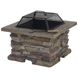 Beliani Rectangle Fire Pit Grey KELUD