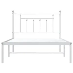 Berkfield Metal Bed Frame with Headboard White 100x200 cm