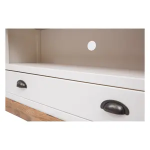 Tropea Off White 1 Drawer TV Cabinet Brass Cup Handle