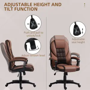 HOMCOM Executive Office Chair High Back Computer Chair with Armrests Brown