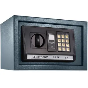 Safe - electronic with double bolt locking system, LED display, code and keys, 20 x 31 x 22 cm - black