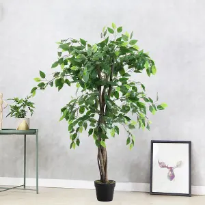 3 Trunk Artificial Banyan Tree Fake Plant Indoor Outdoor Plant 120 cm