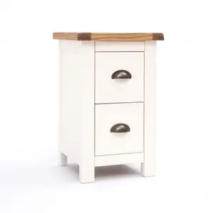 Lovere 2 Drawer Petite Bedside Table Brass Cup Handle