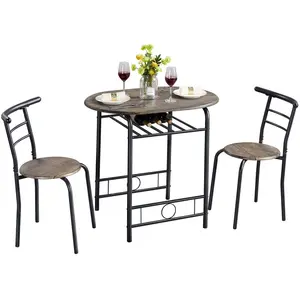 2 - Person Dining Set Drift Brown/Black / 76" H x 49" W x 42" D