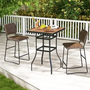 COSTWAY Patio Bar Table 70cm Square Garden Table w/ 39 mm Umbrella Hole