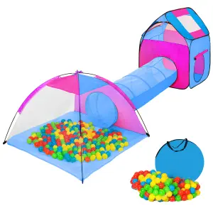 Ball Pit & Play Tent with 200 balls - tunnel, igloo, and removable roof, incl. carry bag, 370 x 115 x 107 cm - blue