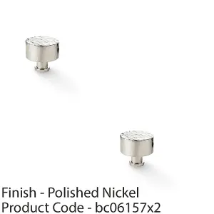 2 PACK - Round Hammered Door Knob - Polished Nickel 35mm Diameter Cupboard Pull Handle