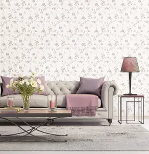 Galerie Vintage Roses Beige Trailing Rose Smooth Wallpaper