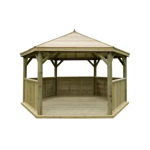 Forest Garden Hexagonal Gazebo with Timber roof, (W)4.9m (D)4.24m with Floor included