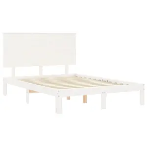 Berkfield Bed Frame with Headboard White 140x190 cm Solid Wood