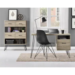 Landon Retro Desk in Distressed Grey Oak