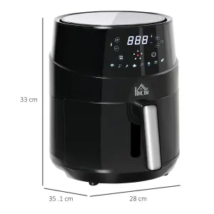 HOMCOM Air Fryer 1500W 4.5L with Digital Display Timer for Low Fat Cooking