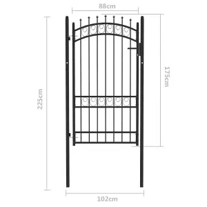 Berkfield Fence Gate with Spikes Steel 100x175 cm Black