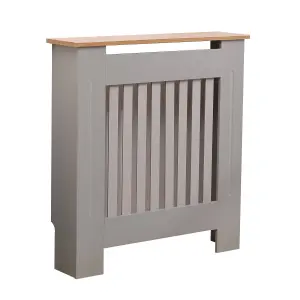 Oypla Small Grey Wooden Slatted Grill Radiator Cover MDF Cabinet