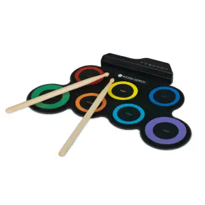 WICKED GIZMOS Electronic Drum Mat - Portable Roll Up Digital Music Pad Instrument for Beginners & Children - Multicolour