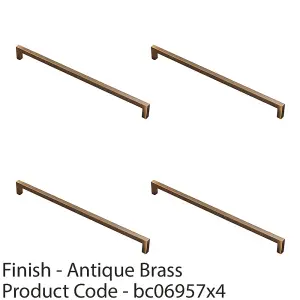 4 PACK - Square Block Pull Handle 330 x 10mm 320mm Fixing Centres Antique Brass