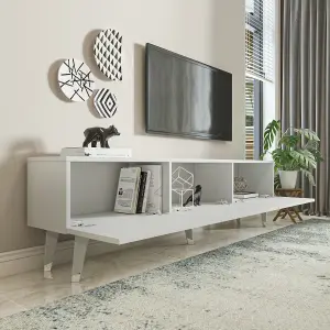 Milagro Modern Tv Unit Tv Stand Gloss White&Silver