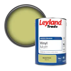 Leyland Trade Vinyl Matt Walls & Ceilings Emulsion Paint Mustard Green (PPG1217-6) 5L