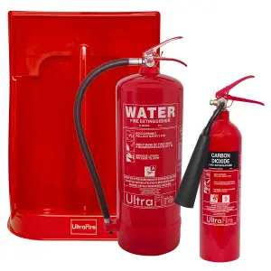 9ltr Water, 2kg CO2 Fire Extinguisher & Double Extinguisher Stand- UltraFire Fire Extinguisher Bundle