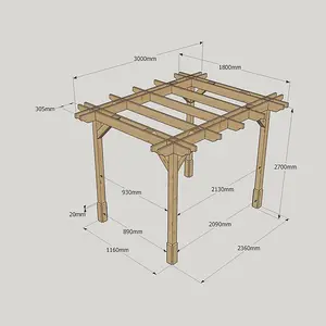 Double Premium Pergola - Wood - L180 x W300 x H270 cm - Light Green