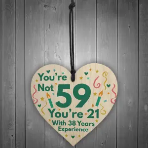 Red Ocean Funny Birthday Gifts Novelty 59th Birthday Gift Wooden Heart Sign Funny Birthday Card