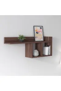 Dia Floating Wall Shelf Unit, Bookshelf, 90 x 18 x 35 cm Wall Mounted Decorative Shelves, Storage Display Unit, Walnut