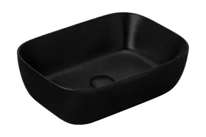 Bathroom Countertop Basin Oval Sit On Sink 455mm 45.5cm Black Ceramic Hapi