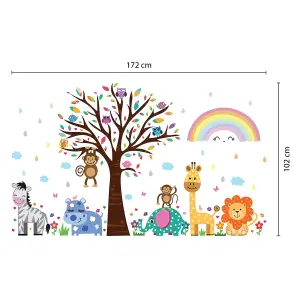 Walplus Happy London Zoo With Rainbow Kids Sticker PVC Multicoloured