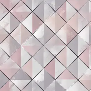 Muriva Pink Geometric 3D effect Embossed Wallpaper