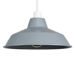 ValueLights Colby Retro Style Gloss Grey Metal Reflector Ceiling Pendant Light Shade