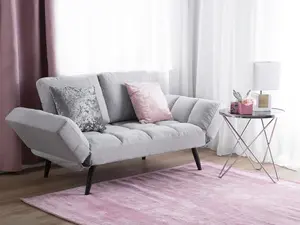 Beliani Glam Sofa Bed BREKKE Light Grey