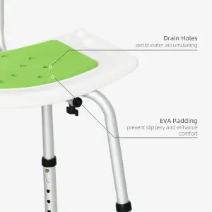 HOMCOM Shower Stool for Elderly Disabled Adjustable Shower Stool Green