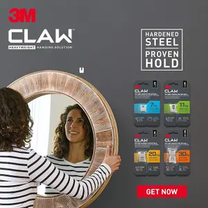 New 3M CLAW™ Plasterboard Picture Hanger Assorted Pack 9 Picture hanging / Mirror Hanging Hooks