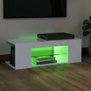 Berkfield TV Cabinet with LED Lights White 90x39x30 cm