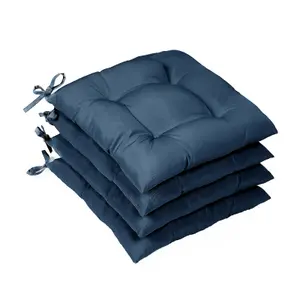 Brentfords 4 x Water Resistant Cushion Seat Pads Outdoor, 40 x 40cm - Navy